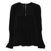 Zwarte Casual Blouse met Zijde Pinko , Black , Dames