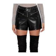 Zwarte Shorts van Kunstleer met Metalen Zeilen Patrizia Pepe , Black ,...