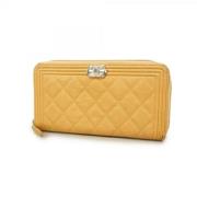 Pre-owned Leather wallets Chanel Vintage , Beige , Dames