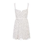 Witte geplooide chiffon jurk met polkadotpatroon Self Portrait , White...