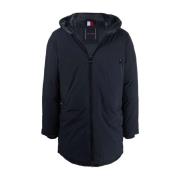 Blauwe Tech Mix Media Parka Jas Tommy Hilfiger , Blue , Heren