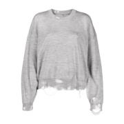 Grijze Wol Cropped Sweater R13 , Gray , Dames