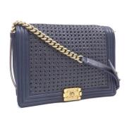 Pre-owned Leather chanel-bags Chanel Vintage , Blue , Dames