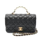 Pre-owned Leather chanel-bags Chanel Vintage , Black , Dames