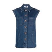 Blauwe Denim Casual Vest See by Chloé , Blue , Dames