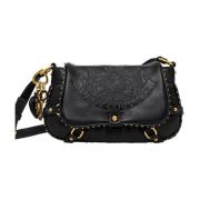 Gestikte flap schoudertas met hoes Juicy Couture , Black , Dames