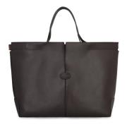 Leren Tote Tas met Afneembare Zak Tod's , Brown , Dames