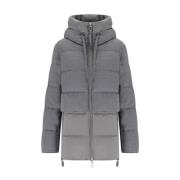 Grijze Gewatteerde Hoodiejas met Wol Duno , Gray , Dames