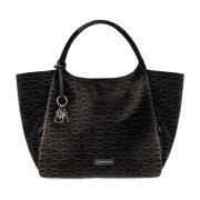 Zwarte Monogram Velvet Handtas Emporio Armani , Black , Dames