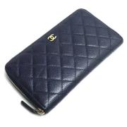 Pre-owned Leather wallets Chanel Vintage , Blue , Dames