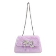 Mini Faux Fur Strik Handtas Self Portrait , Purple , Dames