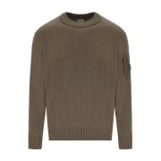 Walnoot Crewneck Trui met Lens Zak C.p. Company , Green , Heren