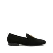 Zwarte leren loafers casual platte schoenen Roberto Cavalli , Black , ...