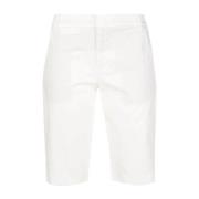 Casual Wit Katoen Elastaan Shorts Vince , White , Dames