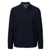 Blauwe Wol Casual Jas Corneliani , Blue , Heren