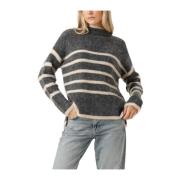 Ovalis Knit T-Neck Sweater Second Dames , Gray , Dames