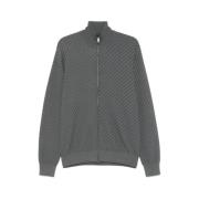 Gestructureerde Katoen-Zijde Cardigan met Rits Brioni , Gray , Heren