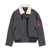 Moderne Bomberjack met Teddy Kraag Alpha Industries , Gray , Heren