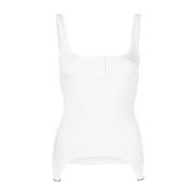 Witte Geribbelde Mouwloze Top Courrèges , White , Dames