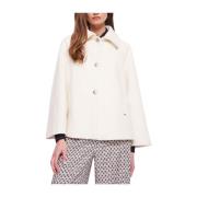 Witte Cape Jas met Raglan Mouwen Gaudi , Beige , Dames