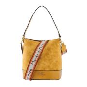 Suède bucket bag met jacquard band Manila Grace , Yellow , Dames