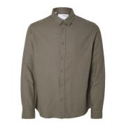 Slim Fit Overshirt met klassieke kraag Selected Homme , Green , Heren