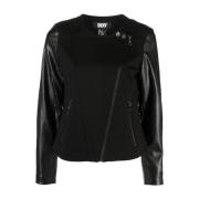 Zwarte Moto Jas Casual Stijl Dkny , Black , Dames