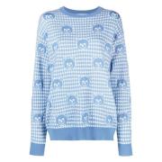 Blauwe Merinowol Casual Sweater Moschino , Blue , Dames