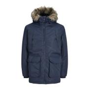 Winter Parka Jas met Capuchon Jack & Jones , Blue , Heren