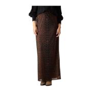 Luipaardprint Maxi Rok Jasmijn Refined Department , Brown , Dames