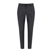 Grijze Gestreepte Wollen Broek Slim Fit Manuel Ritz , Gray , Heren