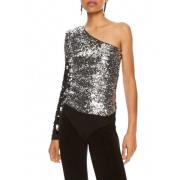 Asymmetrische Zilver Degrade Glamour Top Patrizia Pepe , Gray , Dames