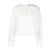 Witte Katoenen Anglaise Elegante Blouse Self Portrait , White , Dames