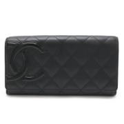 Pre-owned Leather wallets Chanel Vintage , Black , Dames