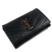 Pre-owned Leather wallets Saint Laurent Vintage , Black , Dames