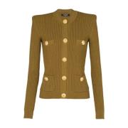 Groene Gebreide Vest Balmain , Green , Dames