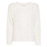 Blauwe Cable-Knit Sweater Elegant Stijl Twinset , Blue , Dames