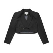 Elegante Gestreepte Blazer in Zwart Munthe , Black , Dames