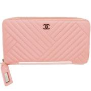 Pre-owned Leather wallets Chanel Vintage , Pink , Dames