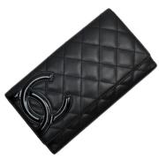 Pre-owned Leather wallets Chanel Vintage , Black , Dames