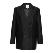 Zwarte Blazer met V-Hals en Knopen My Essential Wardrobe , Black , Dam...