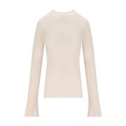 Geribbelde Roze Wollen Trui Cruna , Beige , Dames