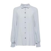 Elegante Blauwe Lange Mouw Zijden Shirt Eleventy , Blue , Dames