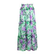 Groene Zijden Maxi Rok P.a.r.o.s.h. , Multicolor , Dames