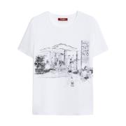 Grafische Print Katoenen T-shirt Max Mara Studio , White , Dames