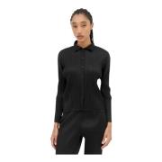 Geplooide Overhemd met Lange Mouwen Issey Miyake , Black , Dames