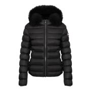 Zwarte Winterjas met Afneembare Capuchon Colmar , Black , Dames