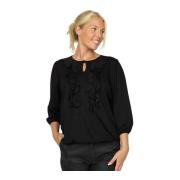 Zwarte Blouse met Ruchedetail 2-Biz , Black , Dames