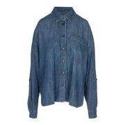 Denim shirt met klassieke kraag Mauro Grifoni , Blue , Dames