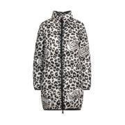 Luipaardprint Lange Donsjas Love Moschino , White , Dames